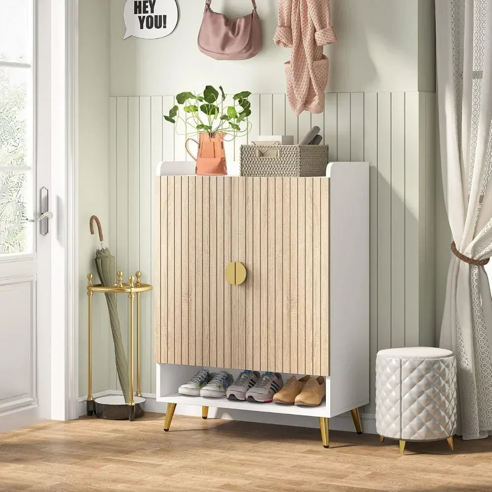 ShoeCabinet with Doors,7-Tier Shoe Storage Cabinet with Adjustable Shelves,Wooden Shoes Rack Shoefor Entryway,Closet,Living Room
