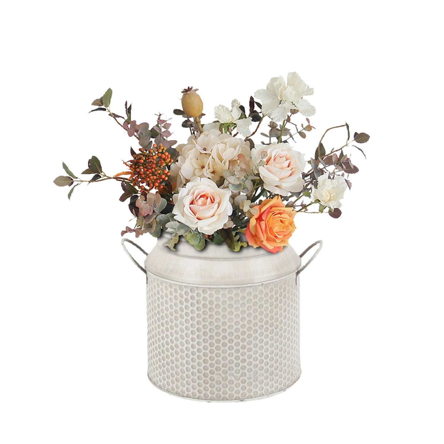 Vintage Galvanized Iron Flower Arrangement Vase Large Decorative Flower Vases Metal Flower Plant Bucket For Home Table Garden