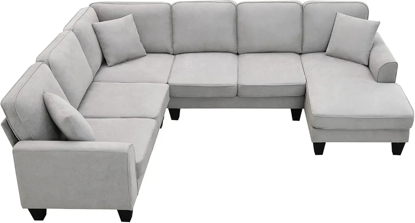 Modern Convertible Sectional Sofa,U Shape Sectional Sofa for Living Room, 7 Seat L Shaped Living Room Sofa Set with Ottoman