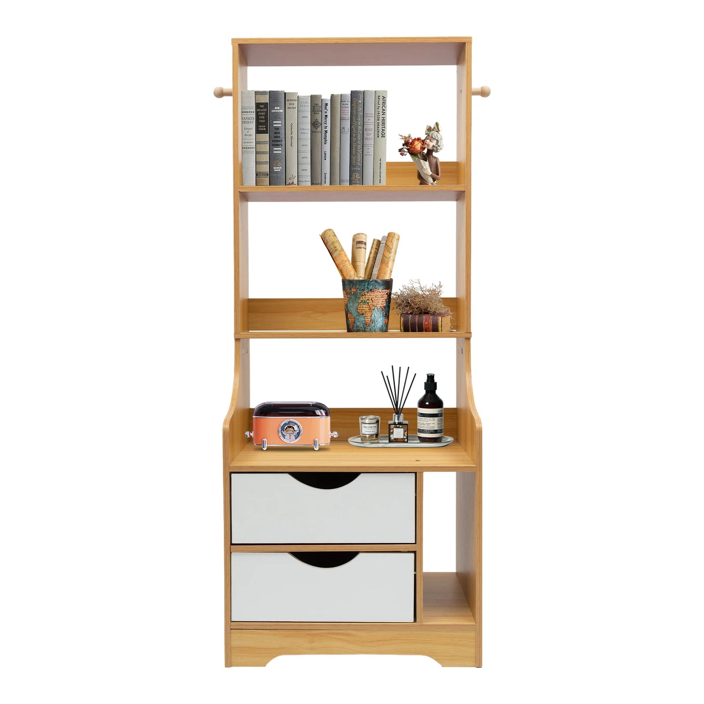 Modern End Table Wood Nightstand Side Table Cabinet Bedside Table with 2 Drawers
