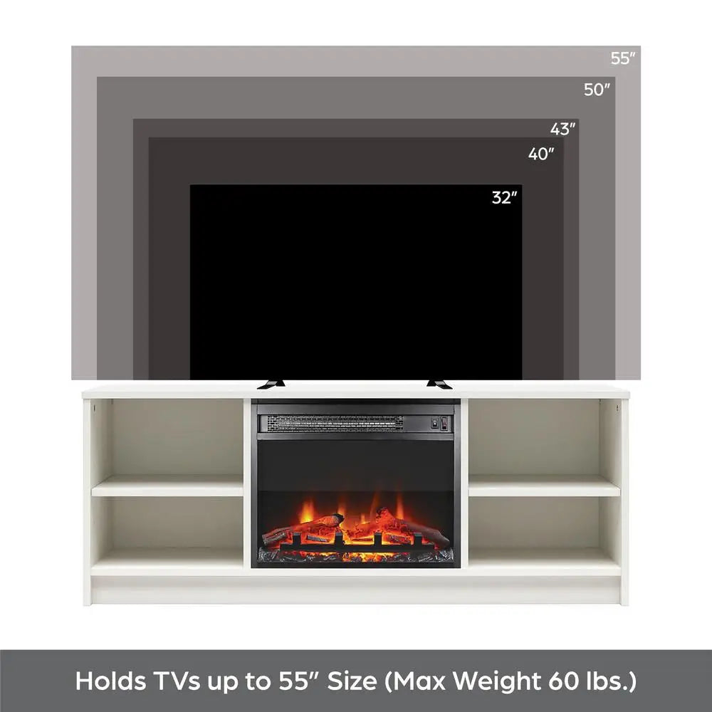 Electric Fireplace TV Stand Black Oak Media Storage Console Heater LED Flames Adjustable Shelves 55" TV 47.44"x15.67"x18.58" H