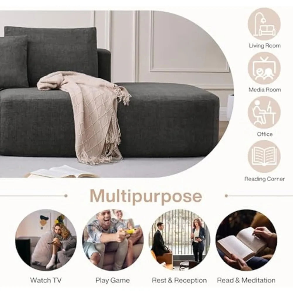 Modern L-shaped Sofa, Lounge Chair Sofa, 116 Inch Modular Floor Combination Sofa, Deep Soft Cushion Comfortable Sofa