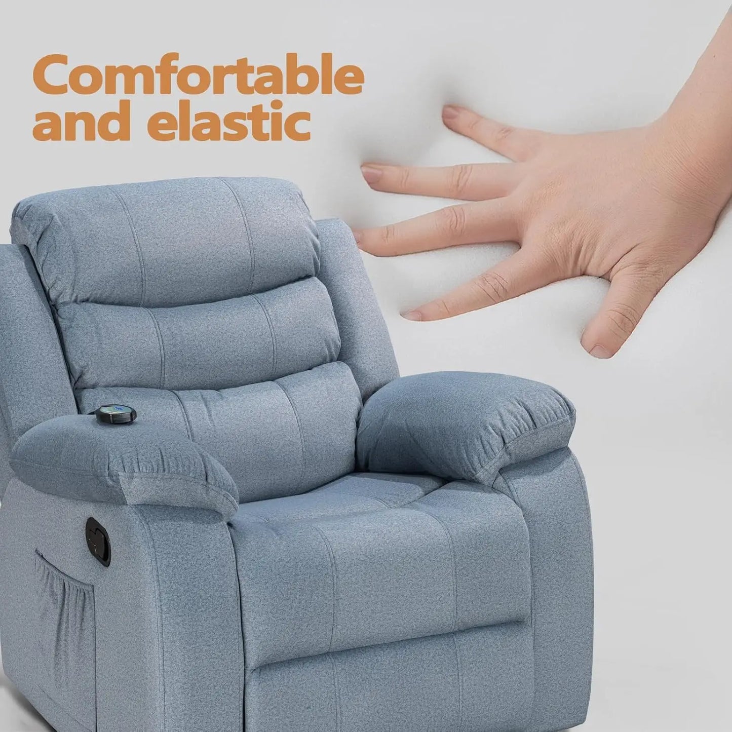 Massage Recliner Chair, Upholstered Sofa with Massage and Heating Function, Multifunctional Recliner for Living Room Lazy Boy, S