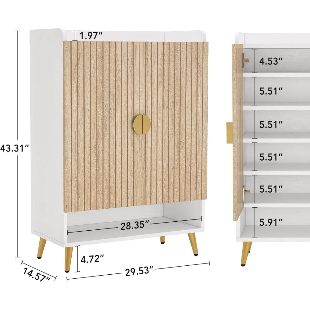 ShoeCabinet with Doors,7-Tier Shoe Storage Cabinet with Adjustable Shelves,Wooden Shoes Rack Shoefor Entryway,Closet,Living Room