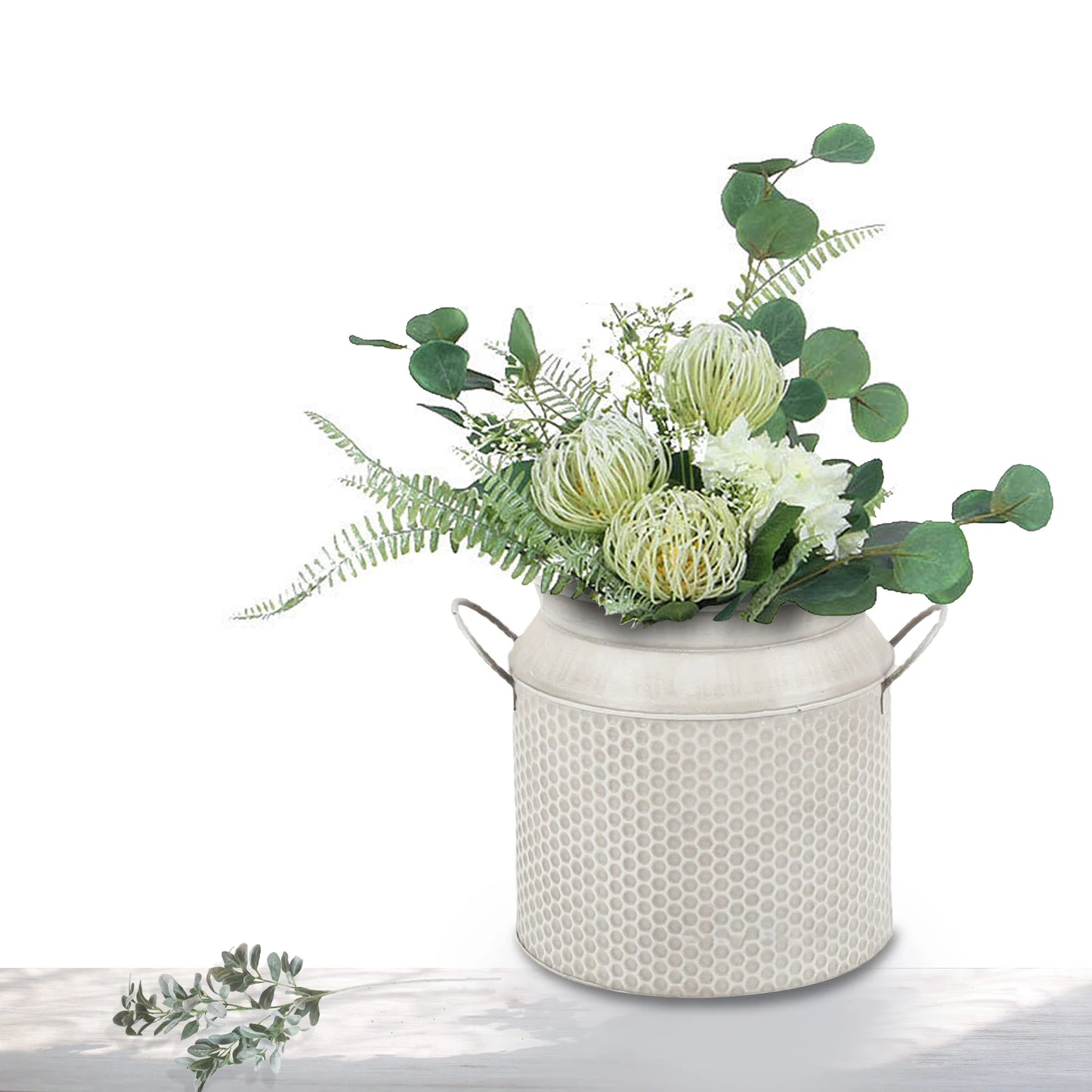 Vintage Galvanized Iron Flower Arrangement Vase Large Decorative Flower Vases Metal Flower Plant Bucket For Home Table Garden