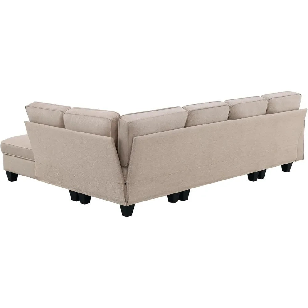 Modern Convertible Sectional Sofa,U Shape Sectional Sofa for Living Room, 7 Seat L Shaped Living Room Sofa Set with Ottoman