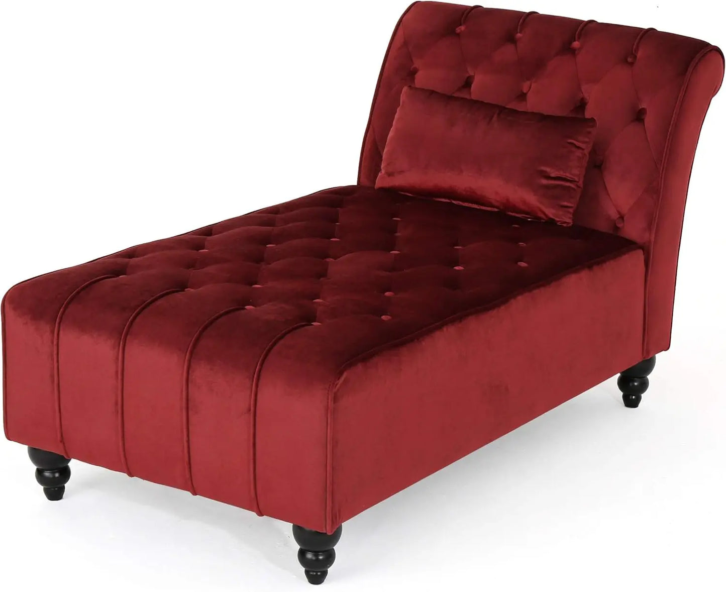 Knight Home Rubie Velvet Chaise, Garnet 54.5D x 28.5W x 30.25H in