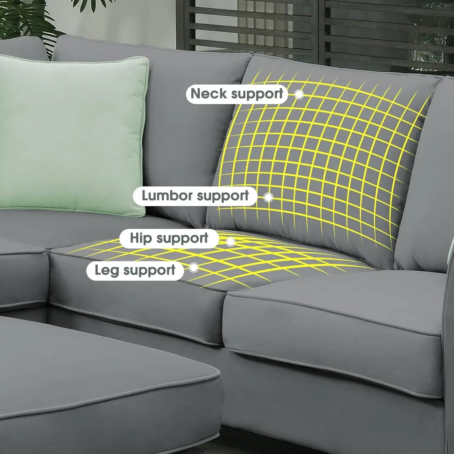Modern Convertible Sectional Sofa,U Shape Sectional Sofa for Living Room, 7 Seat L Shaped Living Room Sofa Set with Ottoman