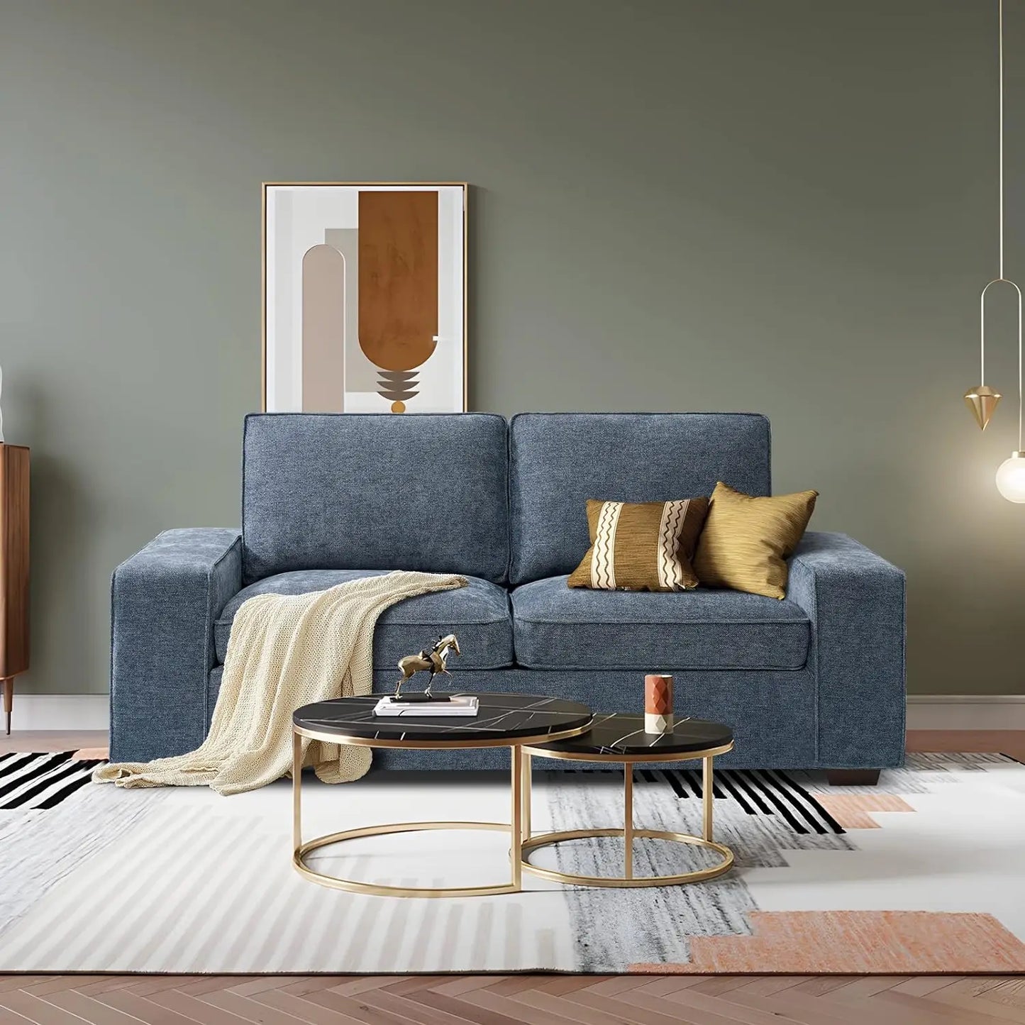 Couches for Living Room, Modern Chenille Couches and Sofas Living Room Furniture with Metal, Removable Cushion/Easy to Install