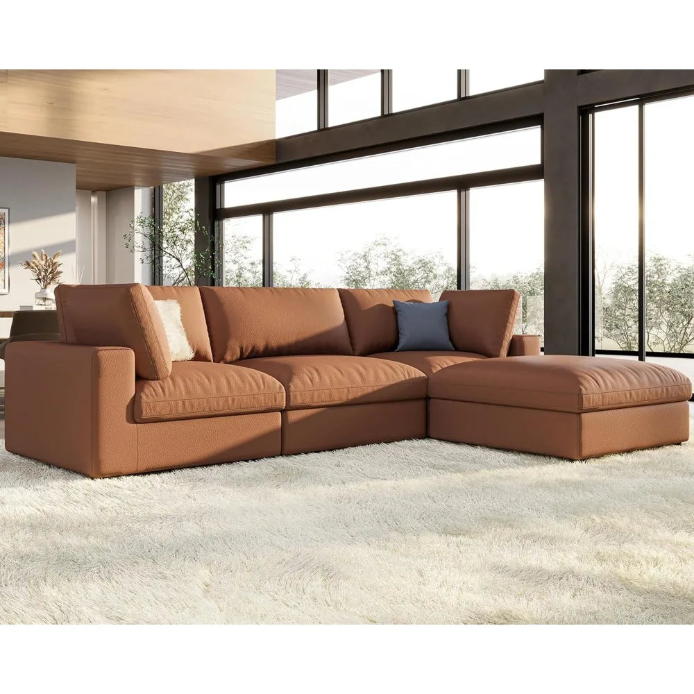 Modular Sectional Sofa, Oversized Down Filled Sectional Sofa,Seats L Shaped Comfy Couch with Chaise,Could Sofa for Living Room