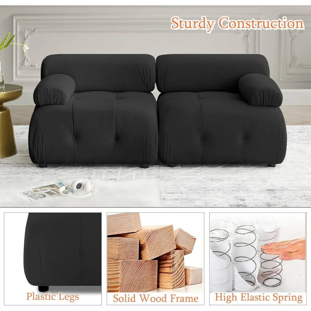 Modular Sectional Sofa,93"Green Velvet Sectional Cloud Couches for Living Room,Modern L-Shaped Sofa for Bedroom Apartment Office