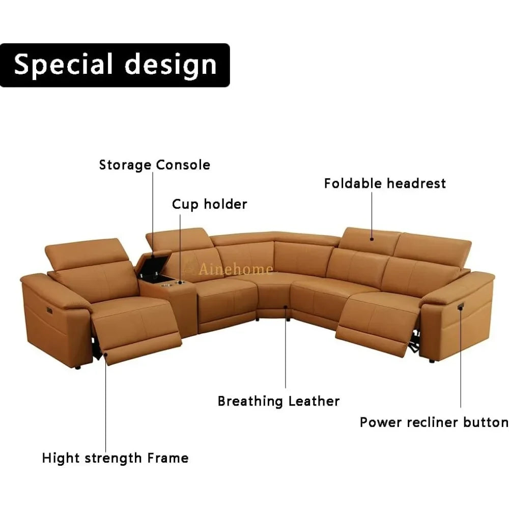 Sectional Sofa Couch for Living Room, Recliner Sofa Set, Reclining Corner Sectional Sofa Set with Storage Console Living Room