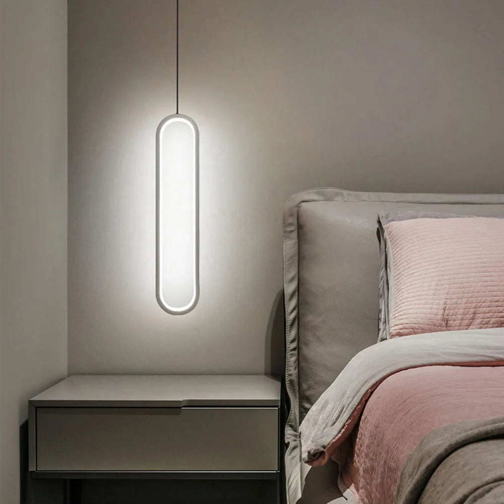 Minimalist LED Pendant Light Gold Black Nordic Bedroom Suspensions Luminaire Warm White Bedside Decorative Lamp Metal Home Decor