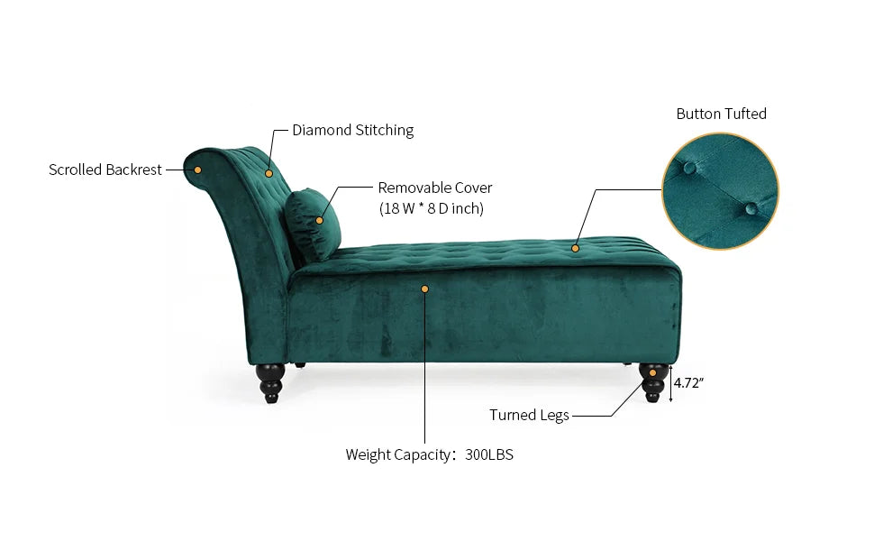 Knight Home Rubie Velvet Chaise, Garnet 54.5D x 28.5W x 30.25H in