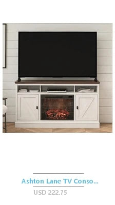 Electric Fireplace TV Stand Black Oak Media Storage Console Heater LED Flames Adjustable Shelves 55" TV 47.44"x15.67"x18.58" H
