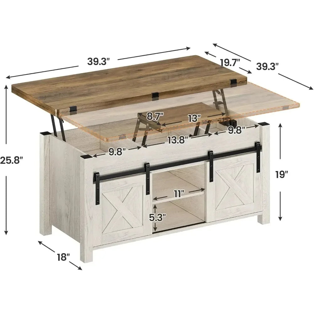 Lift Top Coffee Table 4 in 1 Multi-Function Convertible Coffee Tables with Storage and Hidden Compartment Farmhouse Coffee Table