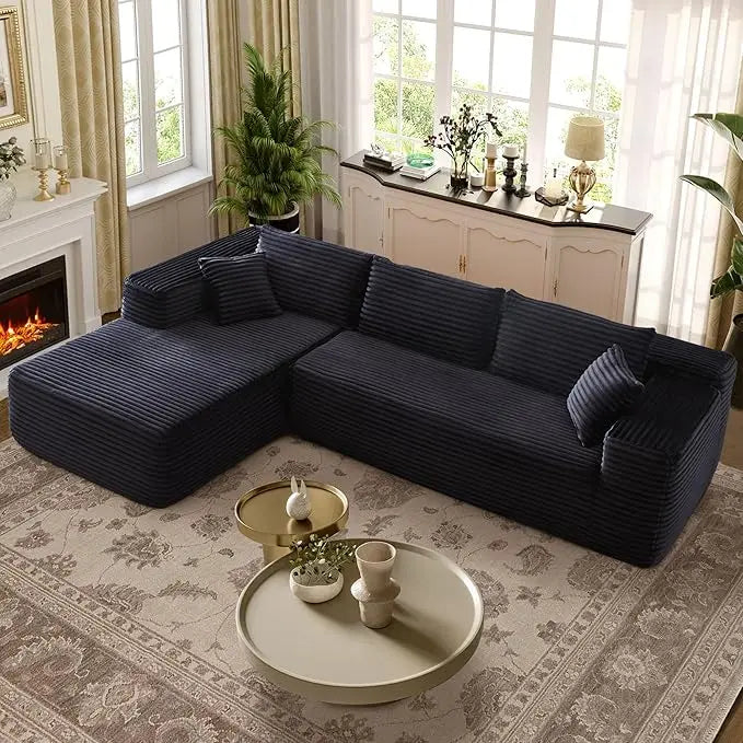 Modular Sectional Sofa Couch,L-Shape Upholstered Cloud Couch,Modern Minimalist Couches for Living Room Sherpa/Left Facing Chaise