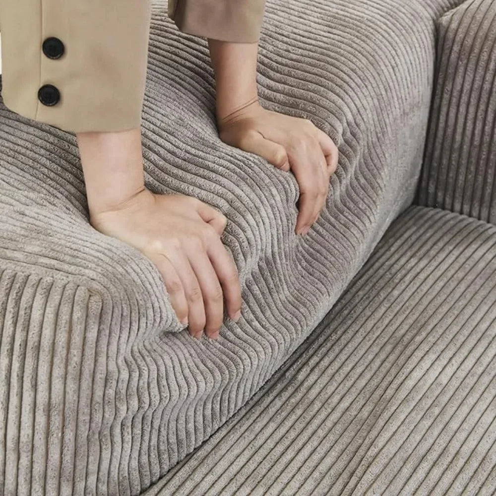 Modern Sectional Couch Sofa,Corduroy Modular Sectional Couch with Chaise Ottoman,Oversized Soft Couches for Living Room