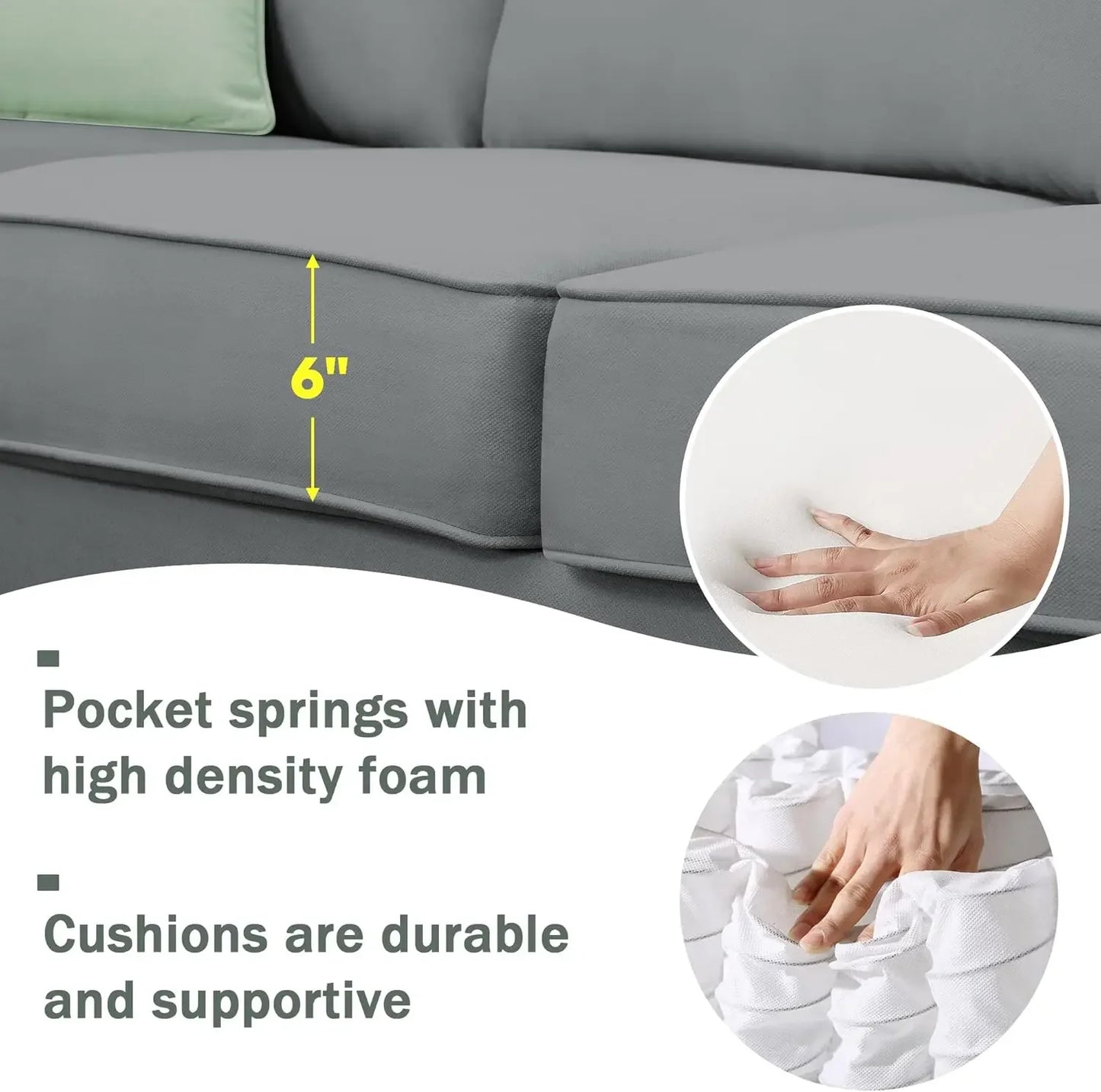 Modern Convertible Sectional Sofa,U Shape Sectional Sofa for Living Room, 7 Seat L Shaped Living Room Sofa Set with Ottoman