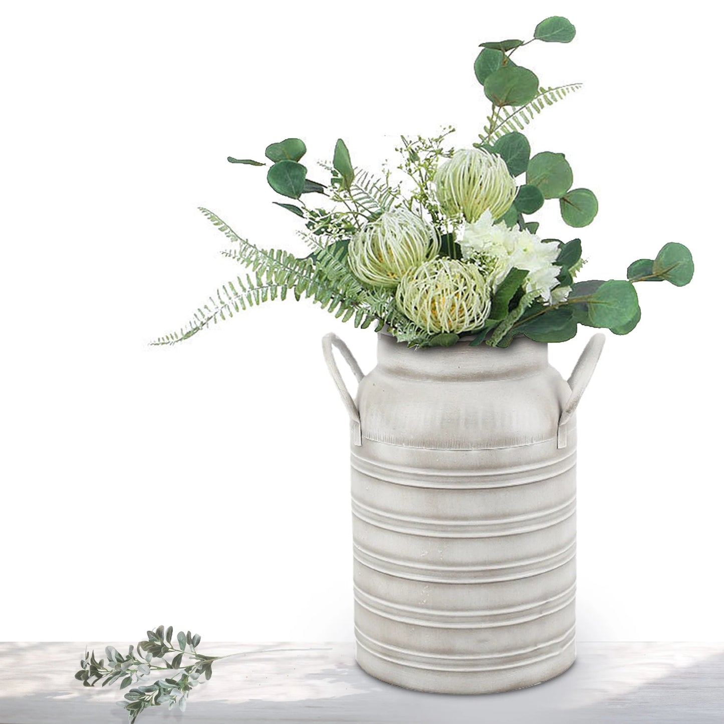 Vintage Galvanized Iron Flower Arrangement Vase Large Decorative Flower Vases Metal Flower Plant Bucket For Home Table Garden