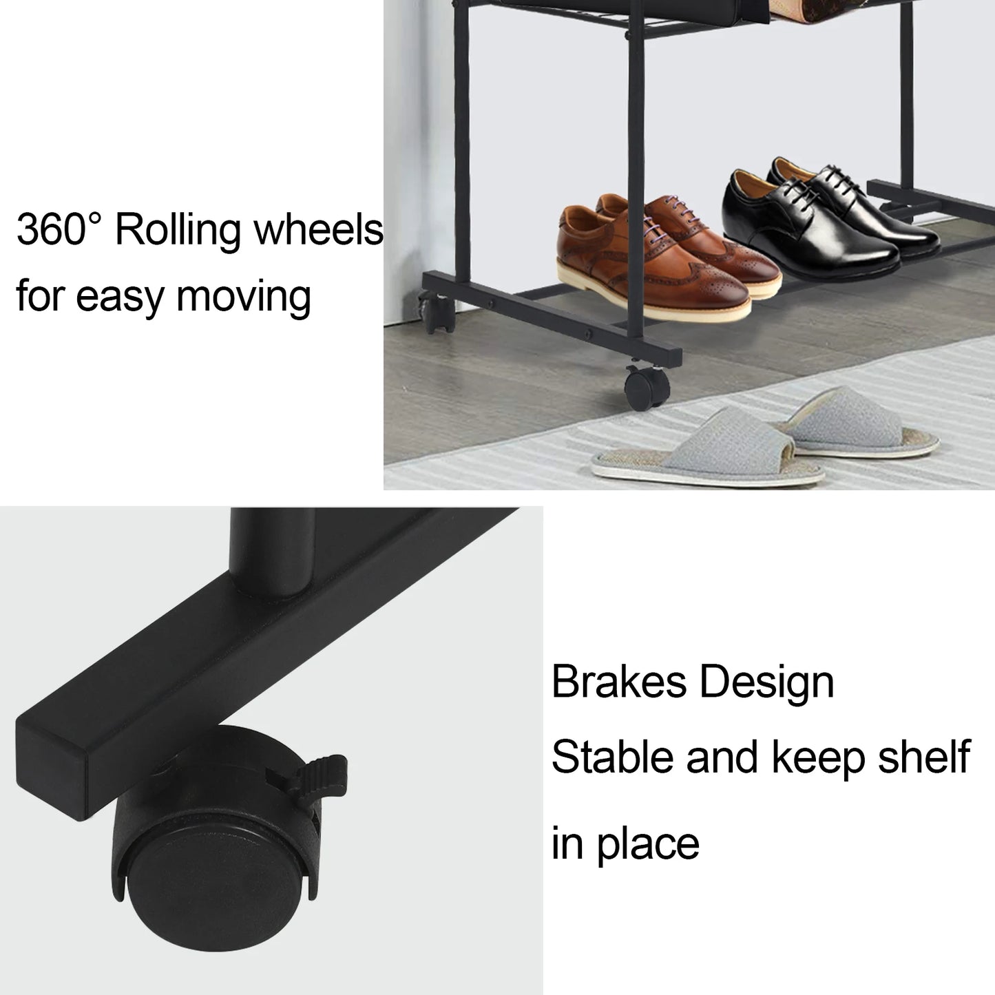 Heavy Duty Rolling Garment Rack Cloth Hanger Stand Metal Storage Shoes Organizer