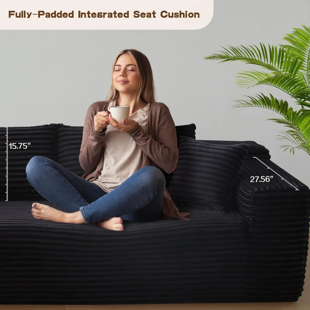 Modular Sectional Sofa Couch,L-Shape Upholstered Cloud Couch,Modern Minimalist Couches for Living Room Sherpa/Left Facing Chaise
