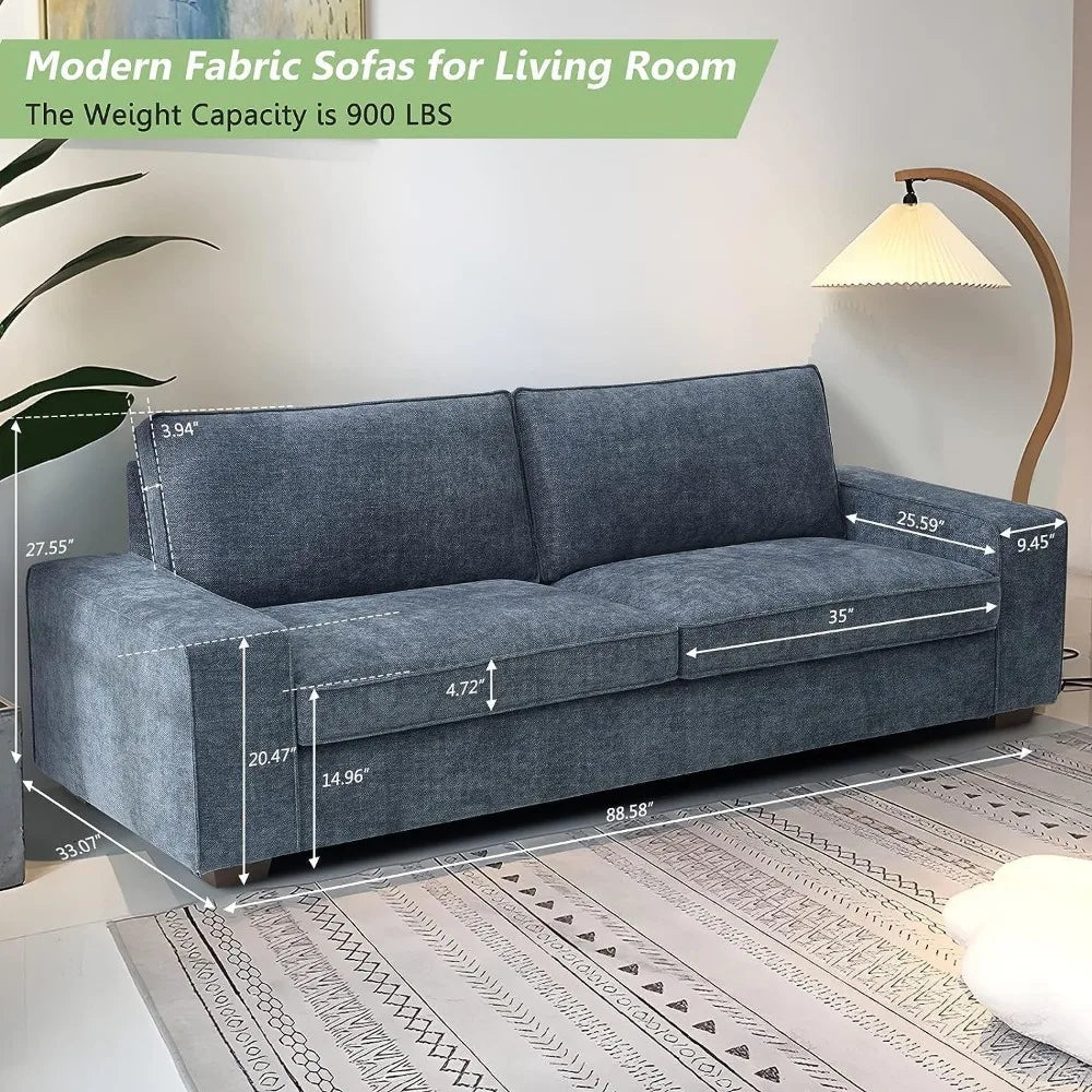 Couches for Living Room, Modern Chenille Couches and Sofas Living Room Furniture with Metal, Removable Cushion/Easy to Install