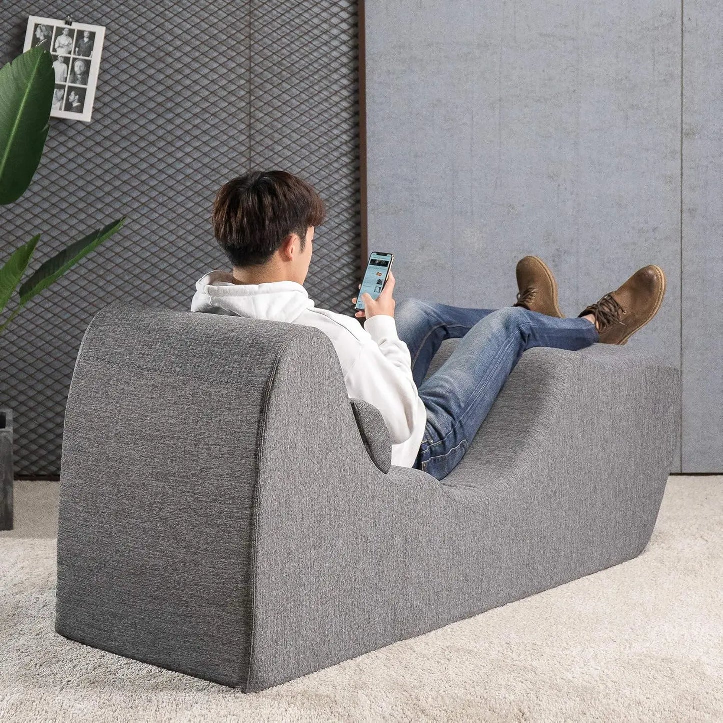 Lotus Chaise Lounges, 59D x 23W x 28.5H in, Dark Grey