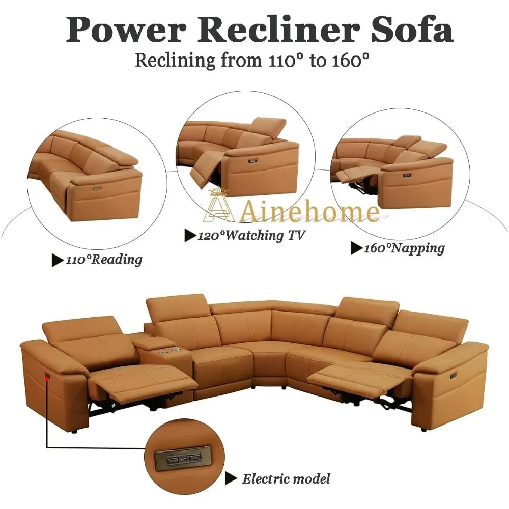 Sectional Sofa Couch for Living Room, Recliner Sofa Set, Reclining Corner Sectional Sofa Set with Storage Console Living Room