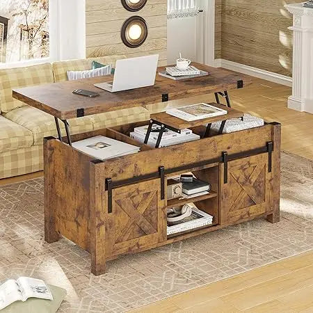 Lift Top Coffee Table, 4 in 1 Multi-Function Convertible Coffee Tables with Storage and Hidden Compartment