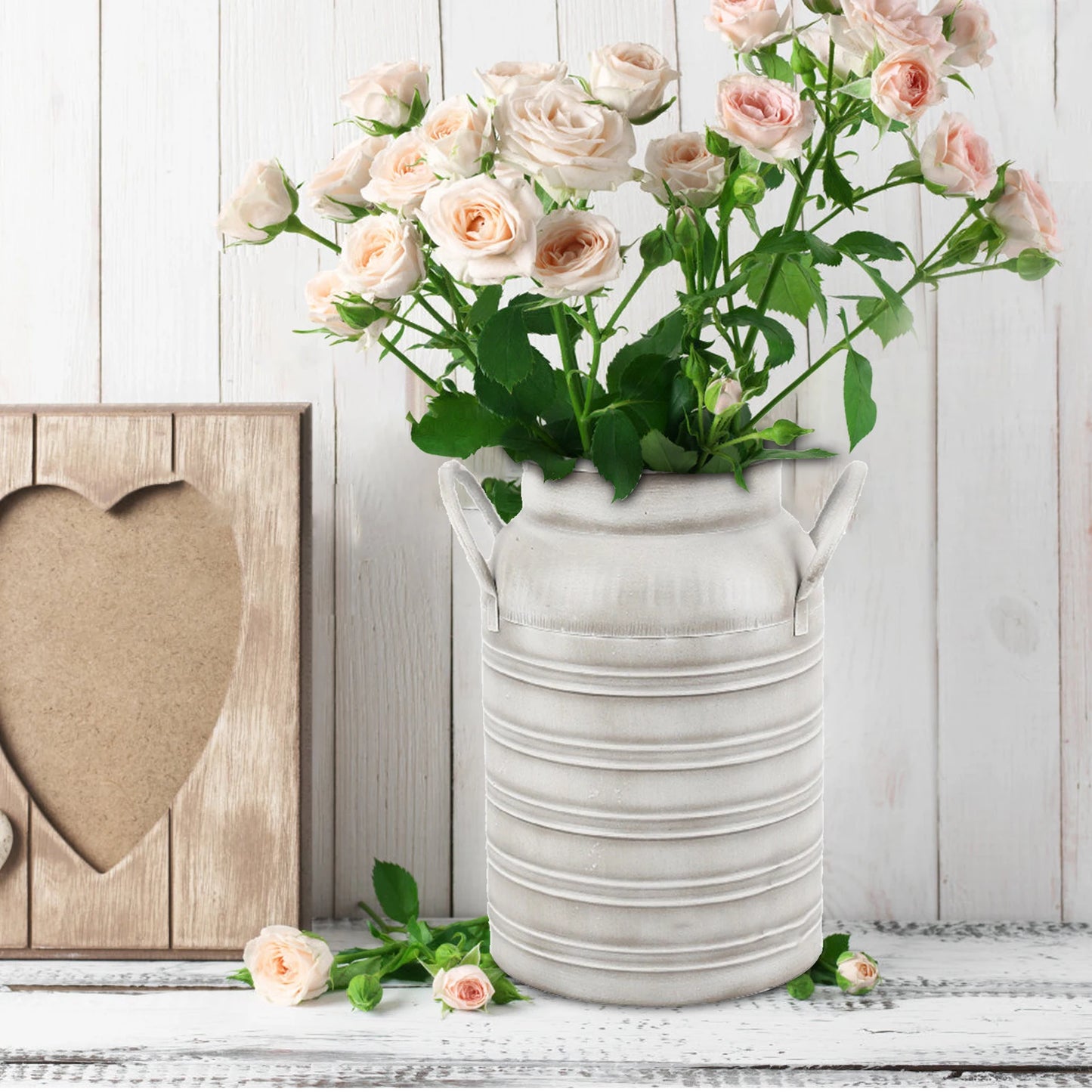 Vintage Galvanized Iron Flower Arrangement Vase Large Decorative Flower Vases Metal Flower Plant Bucket For Home Table Garden