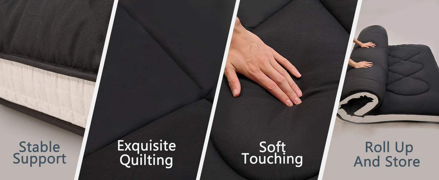 Japanese Futon Floor Mattress Full Size 54"x 80", Floor Mattress Pad, Foldable Tatami Mat Portable Dormitory Sleeping Pad,Roll U