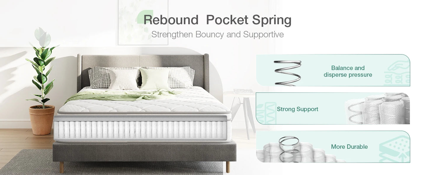 10 inch Twin Mattress, Hybrid Mattress Twin Size with Comfortable Foam & Individually Pocket Spring, Twin Size Mattress in a Box