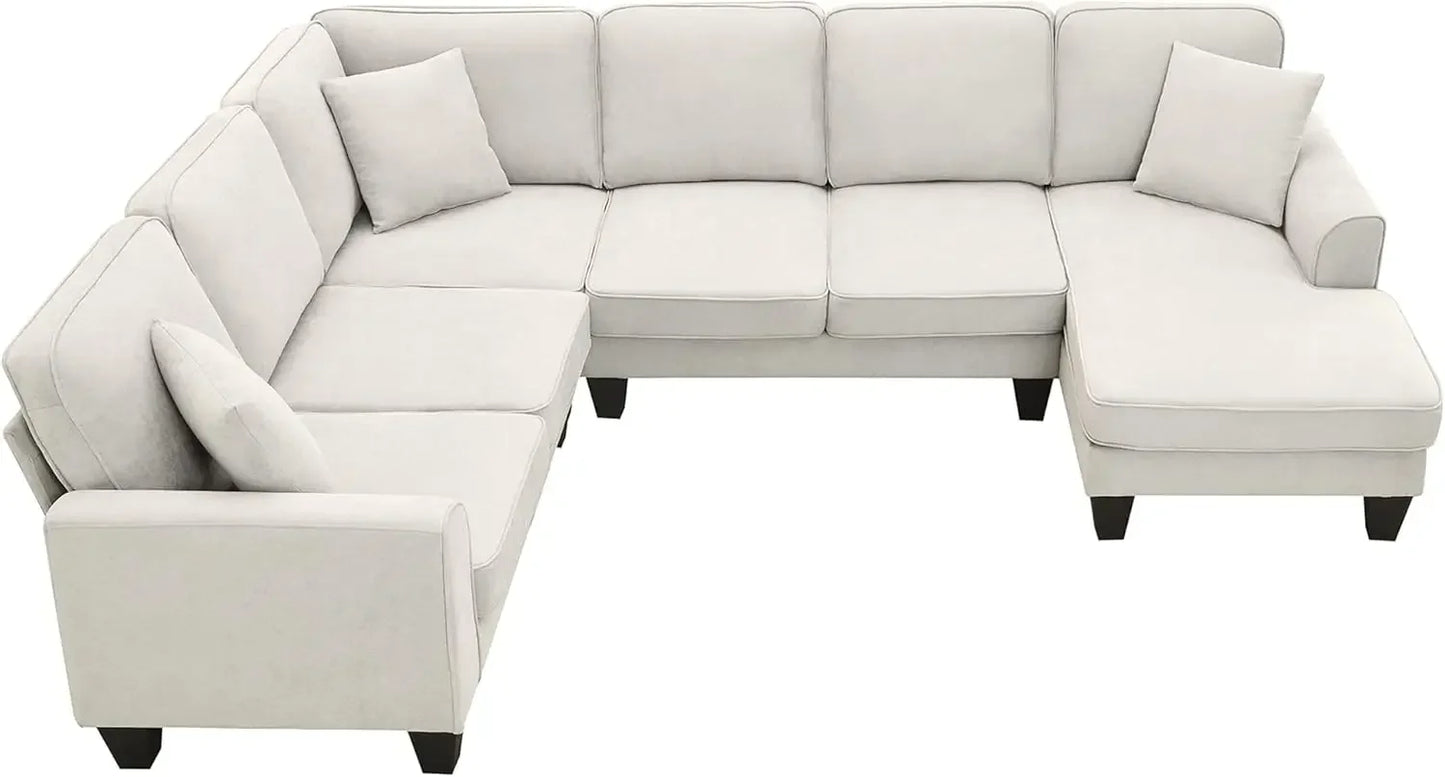 Modern Convertible Sectional Sofa,U Shape Sectional Sofa for Living Room, 7 Seat L Shaped Living Room Sofa Set with Ottoman
