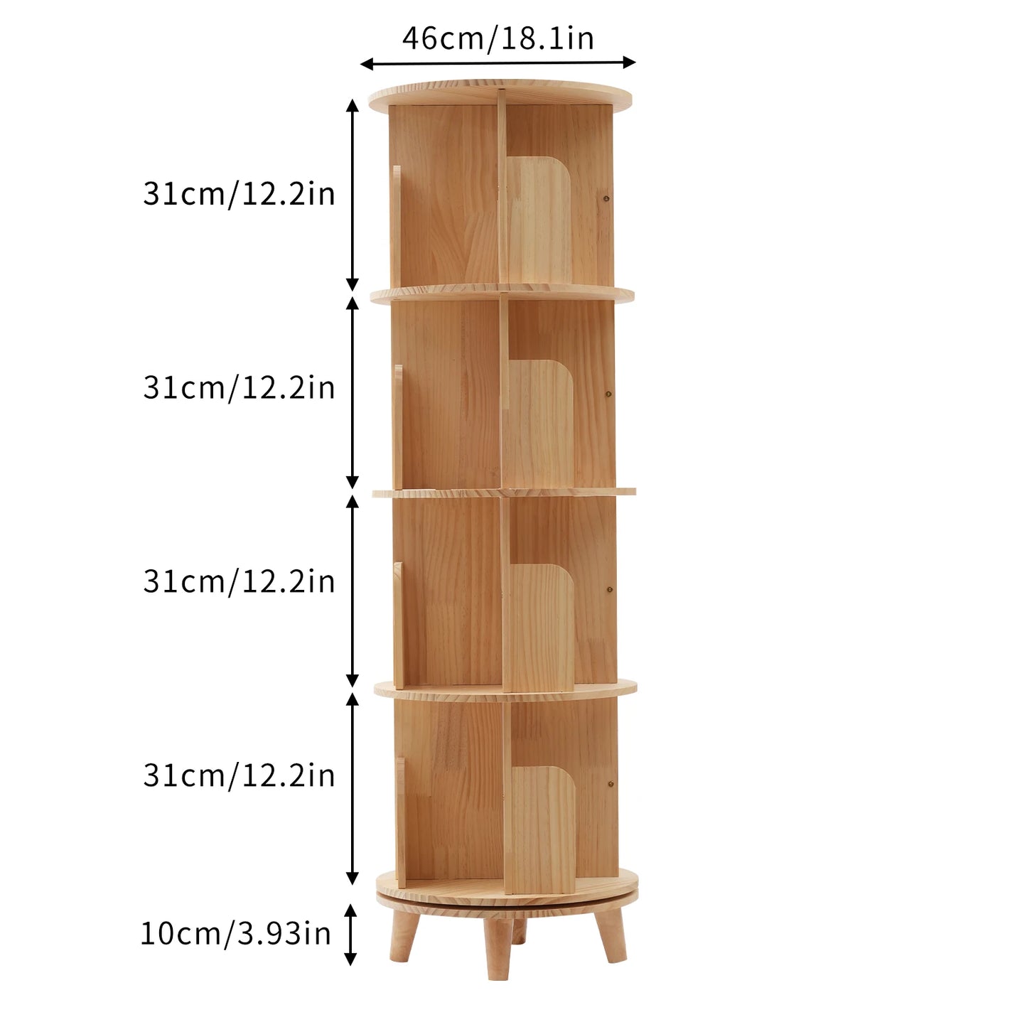 Revolving Bookstand 360 Display Floor Standing Bookcase Storage Rack for Kids and Adults Multi-Functional Bookshelf Organizer