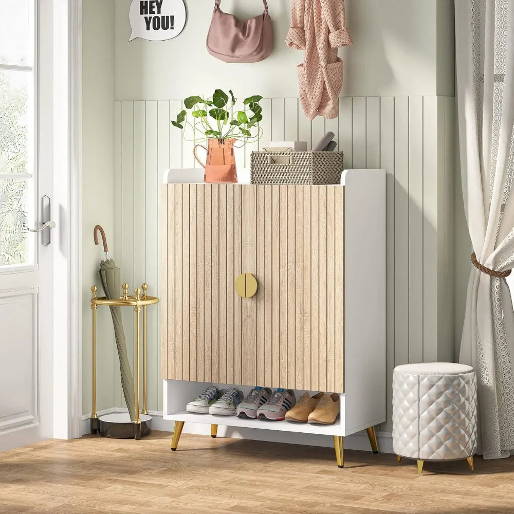ShoeCabinet with Doors,7-Tier Shoe Storage Cabinet with Adjustable Shelves,Wooden Shoes Rack Shoefor Entryway,Closet,Living Room