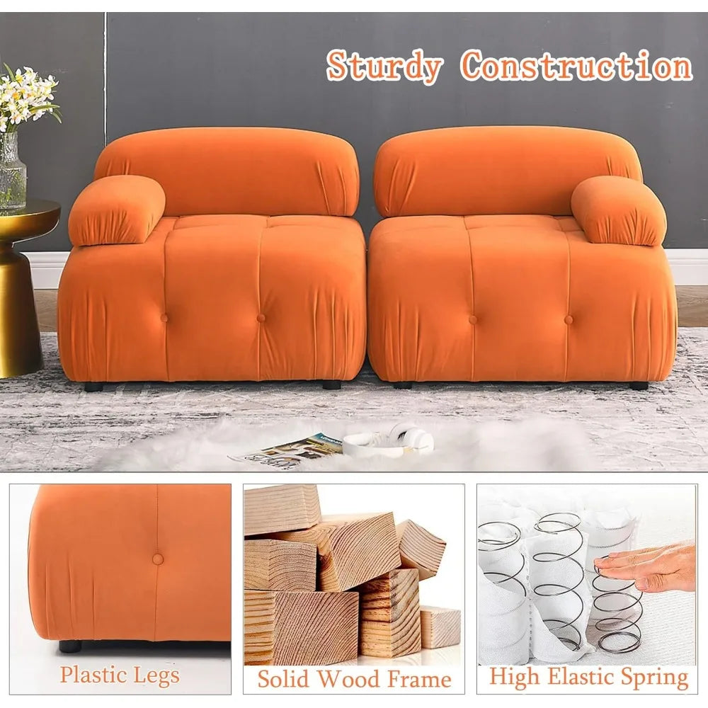 Modular Sectional Sofa,93"Green Velvet Sectional Cloud Couches for Living Room,Modern L-Shaped Sofa for Bedroom Apartment Office