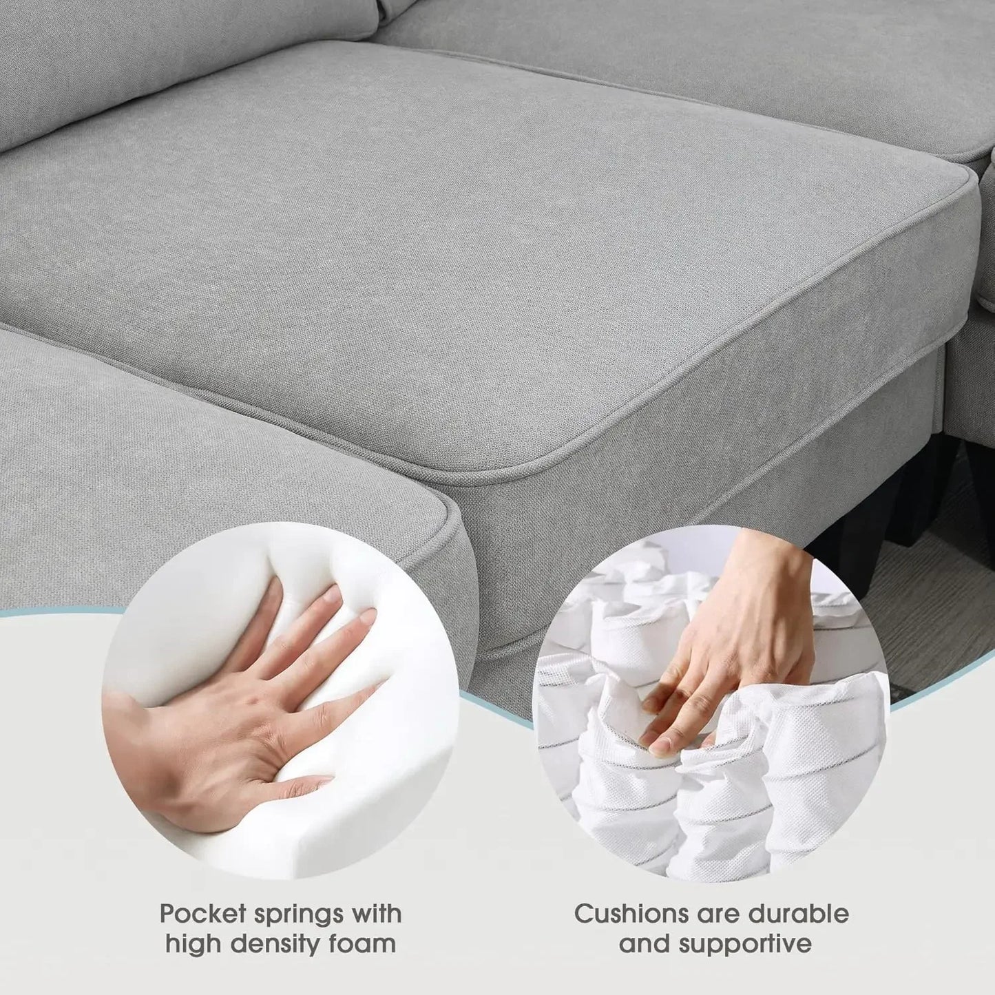 Modern Convertible Sectional Sofa,U Shape Sectional Sofa for Living Room, 7 Seat L Shaped Living Room Sofa Set with Ottoman