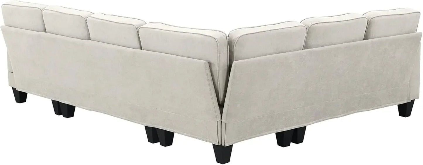 Modern Convertible Sectional Sofa,U Shape Sectional Sofa for Living Room, 7 Seat L Shaped Living Room Sofa Set with Ottoman