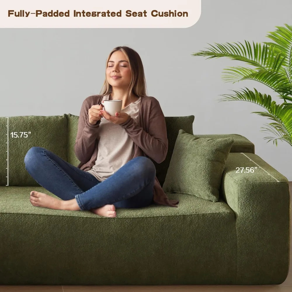 Modular Sectional Sofa Couch,L-Shape Upholstered Cloud Couch,Modern Minimalist Couches for Living Room Sherpa/Left Facing Chaise