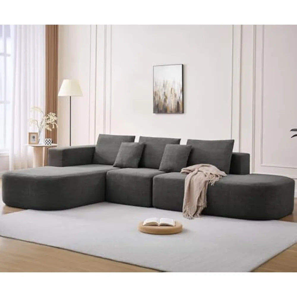Modern L-shaped Sofa, Lounge Chair Sofa, 116 Inch Modular Floor Combination Sofa, Deep Soft Cushion Comfortable Sofa