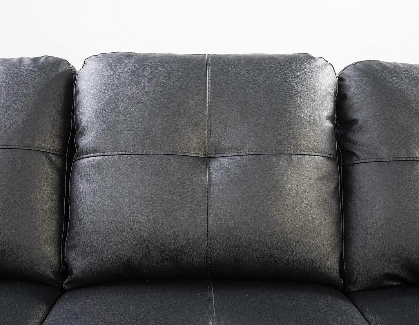 Sectional Sofa with R Chaise, L-Shaped 5 Seaters Faux Leather Upholstered Corner Sofa & Couch W/2 Cup Holders and Storage Ottoma
