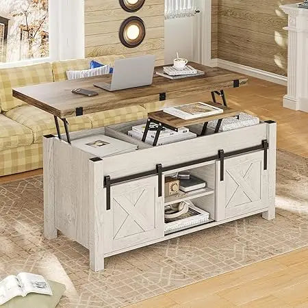 Lift Top Coffee Table, 4 in 1 Multi-Function Convertible Coffee Tables with Storage and Hidden Compartment