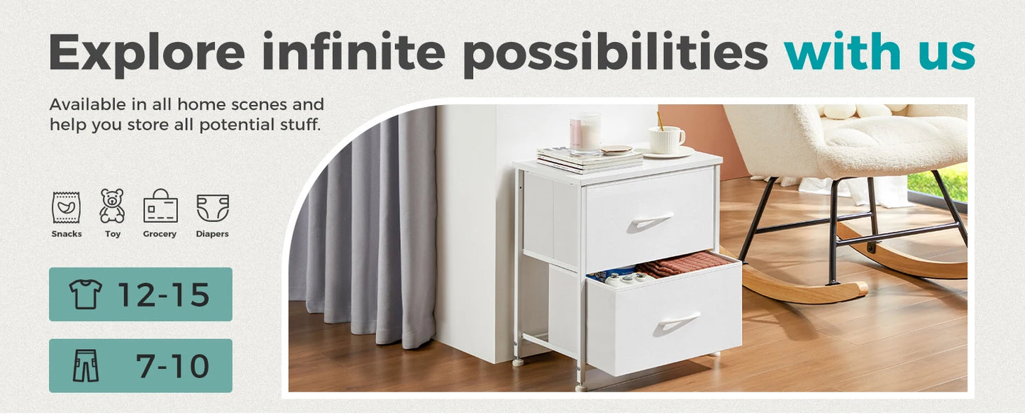 JHK Living Room Cabinet Layers Set of 2 Fabric Drawers Beside Nightstand Table Closet Chest Clothes Display Cabinet Of Furniture