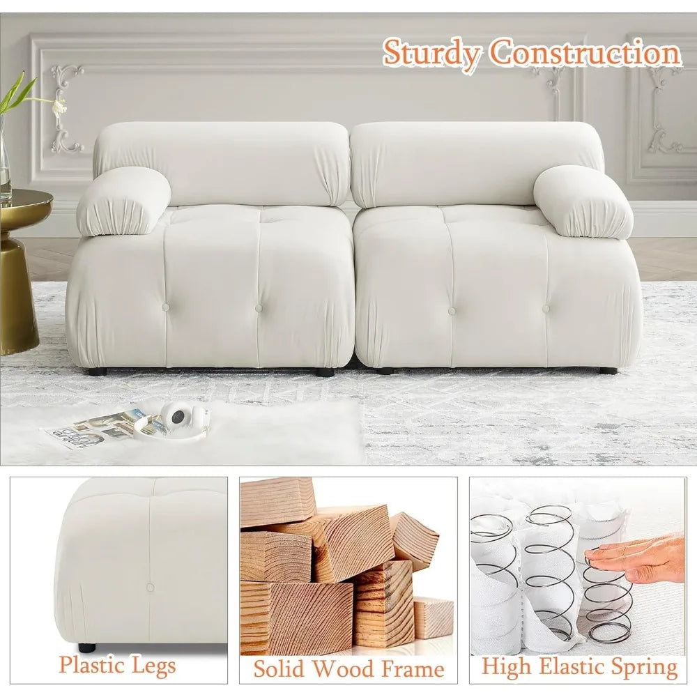 Modular Sectional Sofa,93"Green Velvet Sectional Cloud Couches for Living Room,Modern L-Shaped Sofa for Bedroom Apartment Office