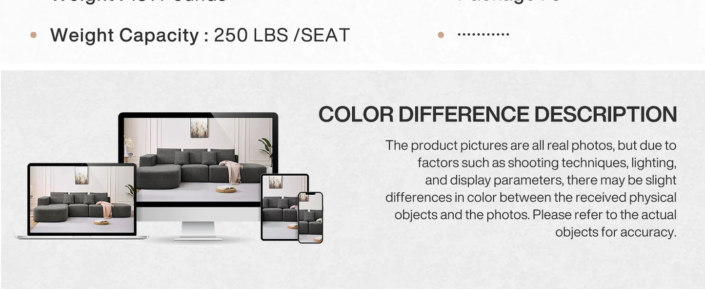 Modern L-shaped Sofa, Lounge Chair Sofa, 116 Inch Modular Floor Combination Sofa, Deep Soft Cushion Comfortable Sofa
