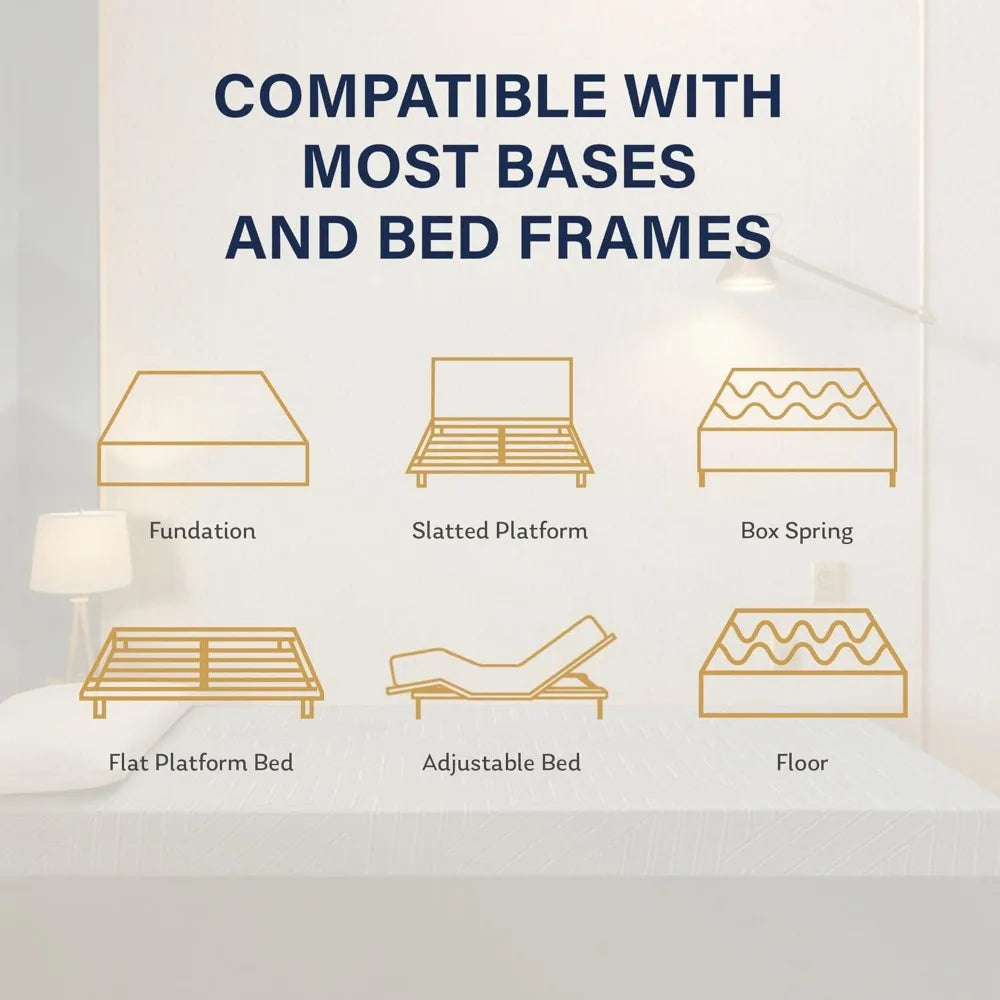14 Inch Queen Mattress, Copper Gel Memory Foam Mattress, Therapeutic Mattress in a Box, Fiberglass Free Medium Mattress