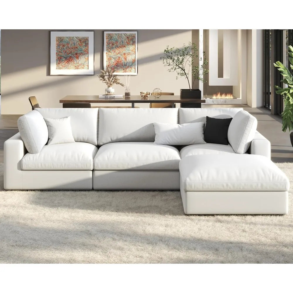 Modular Sectional Sofa, Oversized Down Filled Sectional Sofa,Seats L Shaped Comfy Couch with Chaise,Could Sofa for Living Room