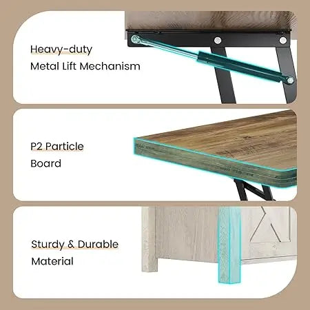 Lift Top Coffee Table, 4 in 1 Multi-Function Convertible Coffee Tables with Storage and Hidden Compartment