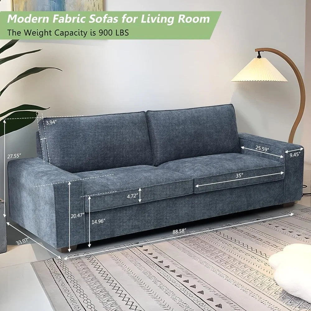 Couches for Living Room, Modern Chenille Couches and Sofas Living Room Furniture with Metal, Removable Cushion/Easy to Install
